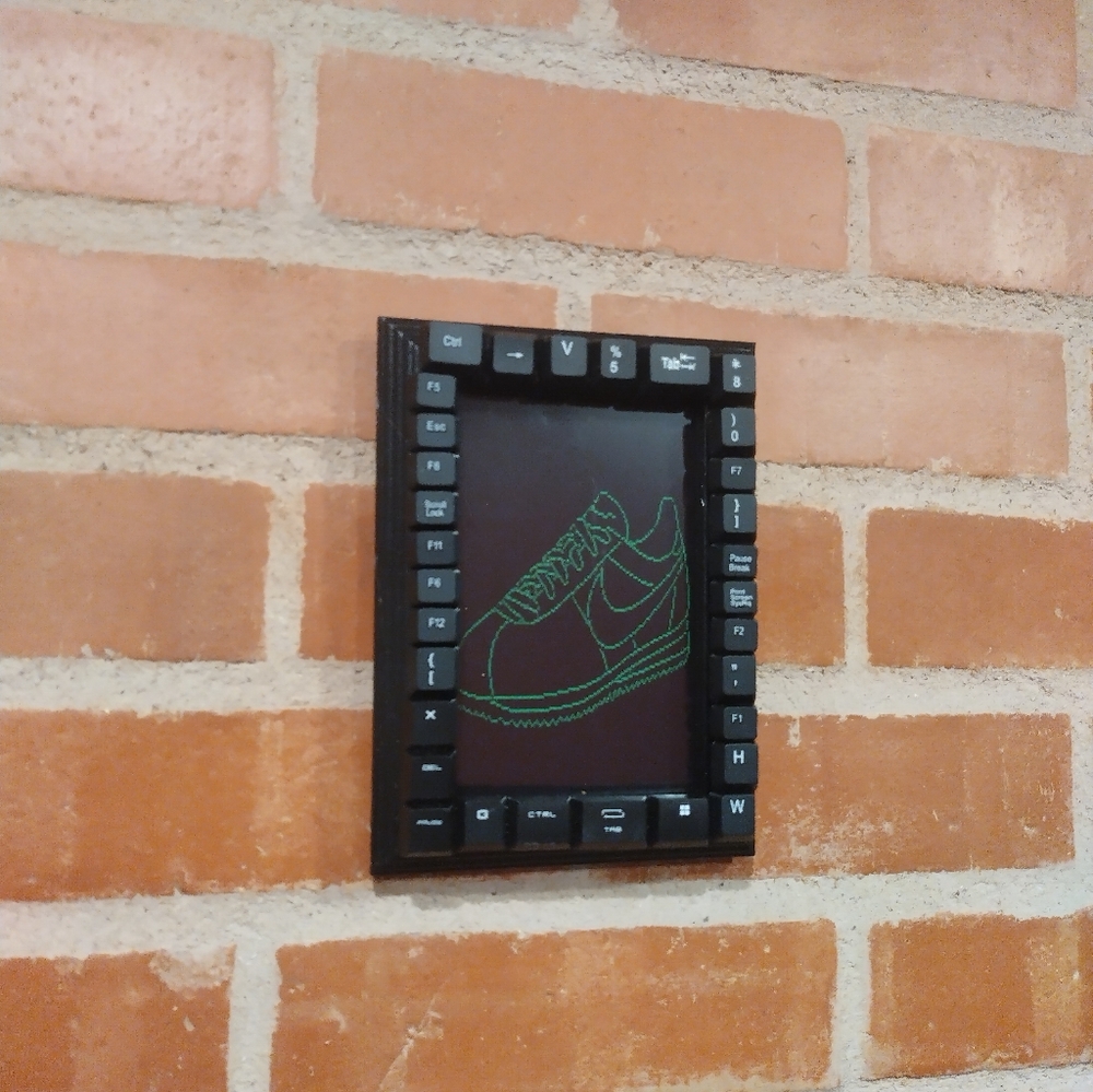 Nike Cortez Retro ASCII art Print In Custom Keyboard Frame By Neon Nicho